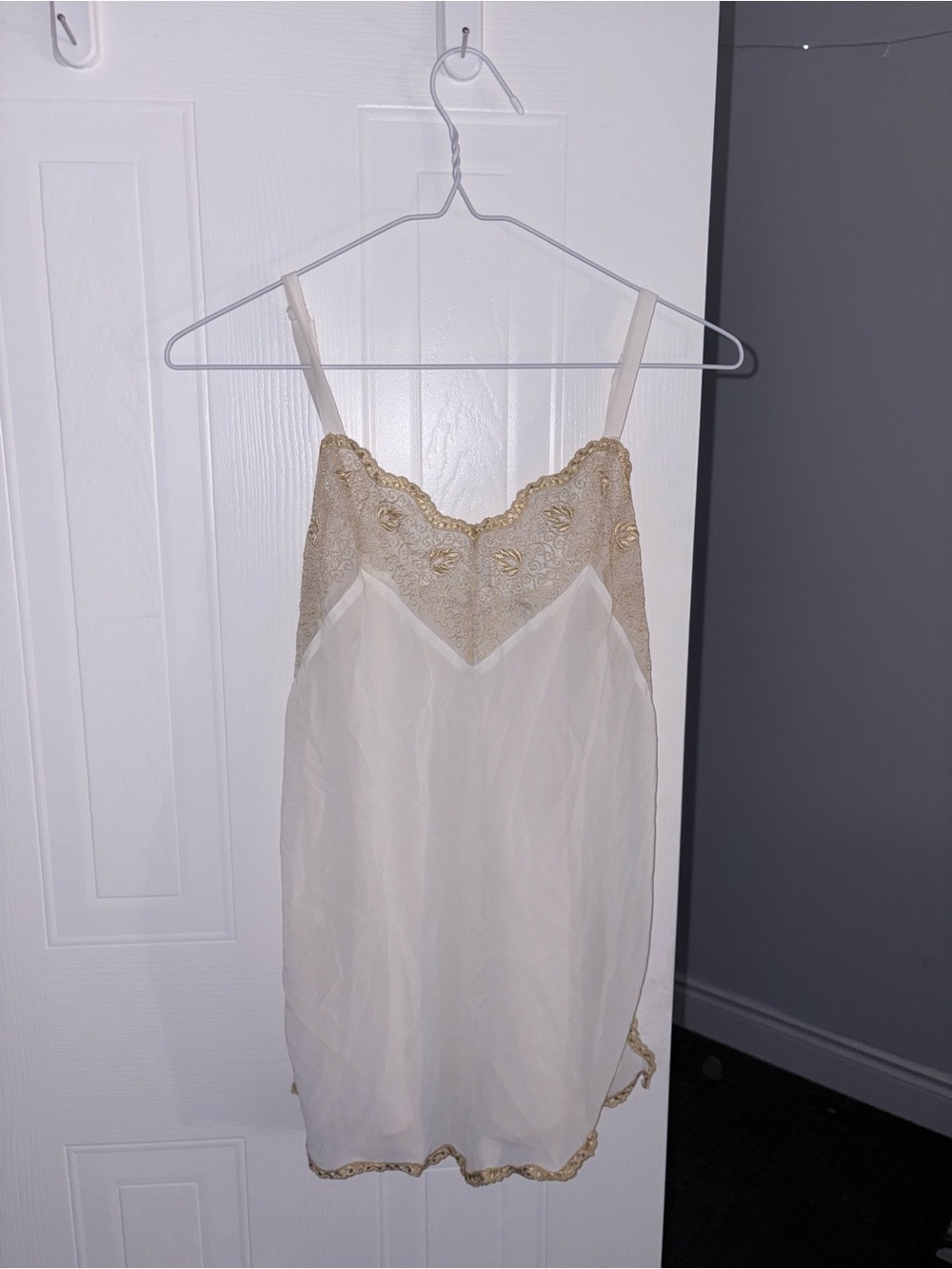 Victoria’s Secret- White and Gold Lace Slip Top - Women's intimates